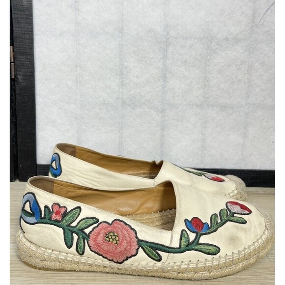 Gucci Pilar Leather Floral Embroidered Espadrille. Size: 39.5 - Picture 1 of 9